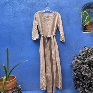 len ok beige linen maxi dress